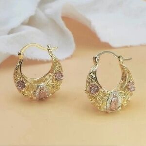 18k Gold Virgin Mary Earrings